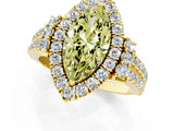 Yellow gold Fancy Yellow Marquise  Cut Double Halo Diamond Engagement Ring with Pave Band and Four-Prong Setting 1