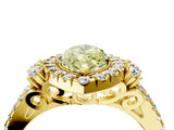 Yellow gold Fancy Yellow Marquise  Cut Double Halo Diamond Engagement Ring with Pave Band and Four-Prong Setting 4