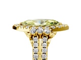 Yellow gold Fancy Yellow Marquise  Cut Double Halo Diamond Engagement Ring with Pave Band and Four-Prong Setting 5