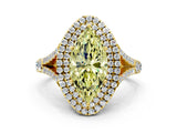 Yellow gold Fancy Yellow Marquise  Cut Double Halo Split Shank Diamond Ring with Prong Setting_30
