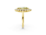 Yellow gold Fancy Yellow Marquise Cut Halo Cluster Diamond Ring with Pave Band and Four-Prong Setting_14