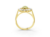 Yellow gold Fancy Yellow Marquise Cut Halo Cluster Diamond Ring with Pave Band and Four-Prong Setting_15