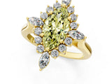 Yellow gold Fancy Yellow Marquise Cut Halo Diamond Cluster Ring with Marquise and Round Stones on a White Gold Band with Prong Setting_1