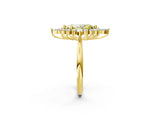 Yellow gold Fancy Yellow Marquise Cut Halo Diamond Cluster Ring with Marquise and Round Stones on a White Gold Band with Prong Setting_2