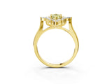 Yellow gold Fancy Yellow Marquise Cut Halo Diamond Cluster Ring with Marquise and Round Stones on a White Gold Band with Prong Setting_3