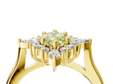 Yellow gold Fancy Yellow Marquise Cut Halo Diamond Cluster Ring with Marquise and Round Stones on a White Gold Band with Prong Setting_4