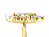 Yellow gold Fancy Yellow Marquise Cut Halo Diamond Cluster Ring with Marquise and Round Stones on a White Gold Band with Prong Setting_5