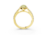 Yellow gold Fancy Yellow Marquise  Cut Halo Diamond Engagement Ring with Pave Band and Four-Prong Setting_3