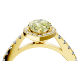 Yellow gold Fancy Yellow Marquise  Cut Halo Diamond Engagement Ring with Pave Band and Four-Prong Setting_4