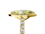 Yellow gold Fancy Yellow Marquise  Cut Halo Diamond Engagement Ring with Pave Band and Four-Prong Setting_5