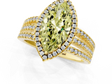 Yellow gold Fancy Yellow Marquise  Cut Halo Diamond Engagement Ring with Split Shank and Four-Prong Setting_1