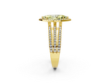 Yellow gold Fancy Yellow Marquise  Cut Halo Diamond Engagement Ring with Split Shank and Four-Prong Setting_2