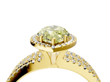 Yellow gold Fancy Yellow Marquise  Cut Halo Diamond Engagement Ring with Split Shank and Four-Prong Setting_4
