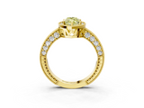 Yellow gold Fancy Yellow Marquise  Cut Halo Diamond Pave Band Ring with Four-Prong Setting_3