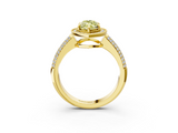 Yellow gold Fancy Yellow Marquise  Cut Halo Diamond Pave Band with Four-Prong Setting_3