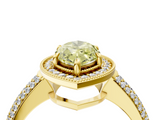 Yellow gold Fancy Yellow Marquise  Cut Halo Diamond Pave Band with Four-Prong Setting_4