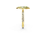 Yellow gold Fancy Yellow Marquise Cut Halo Diamond Pave Band with Prong Setting_2