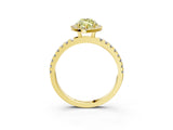 Yellow gold Fancy Yellow Marquise Cut Halo Diamond Pave Band with Prong Setting_3