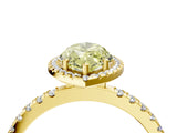 Yellow gold Fancy Yellow Marquise Cut Halo Diamond Pave Band with Prong Setting_4