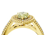 Yellow gold Fancy Yellow Marquise Cut Halo Diamond Ring with Beaded Split Shank and Four-Prong Setting_4