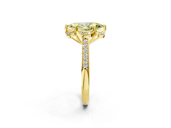 Yellow Gold Marquise Floral Petal Engagement Ring Setting for Fancy Yellow Center