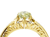 Yellow gold Fancy Yellow Marquise  Cut Halo Diamond Ring with Channel Set Band and Four-Prong Setting_34