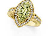 Yellow gold Fancy Yellow Marquise  Cut Halo Diamond Ring with Pavé Band and Four-Prong Setting_30