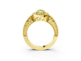 Yellow gold Fancy Yellow Marquise  Cut Halo Diamond Ring with Pavé Band and Four-Prong Setting_32