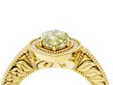 Yellow gold Fancy Yellow Marquise  Cut Halo Diamond Ring with Pavé Band and Four-Prong Setting_33