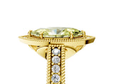 Yellow gold Fancy Yellow Marquise  Cut Halo Diamond Ring with Pavé Band and Four-Prong Setting_34
