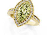 Yellow gold Fancy Yellow Marquise  Cut Halo Diamond Ring with Pavé Band and Milgrain Prong Setting_33