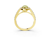 Yellow gold Fancy Yellow Marquise Cut Halo Diamond Ring with Pavé Band and Three-Prong Setting_3