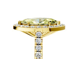 Yellow gold Fancy Yellow Marquise Cut Halo Diamond Ring with Pavé Band and Three-Prong Setting_5