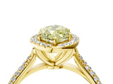 Yellow gold Fancy Yellow Marquise Cut Halo Diamond Ring with Pavé Band_4