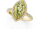Yellow gold Fancy Yellow Marquise  Cut Halo Diamond Ring with Pave Band and Four-Prong Setting_1