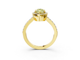 Yellow gold Fancy Yellow Marquise  Cut Halo Diamond Ring with Pave Band and Four-Prong Setting_3
