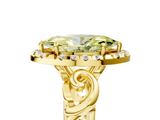 Yellow gold Fancy Yellow Marquise  Cut Halo Diamond Ring with Scrollwork Band and Four-Prong Setting_5