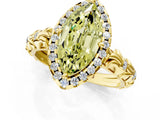 Yellow gold Fancy Yellow Marquise Cut Halo Diamond Solitaire with Filigree Band and Four-Prong Setting_1