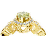 Yellow gold Fancy Yellow Marquise Cut Halo Diamond Split Shank Engagement Ring with Four-Prong Setting_4