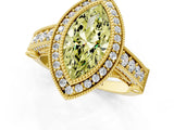 Yellow gold Fancy Yellow Marquise Cut Halo Diamond Split Shank Pave Ring_1