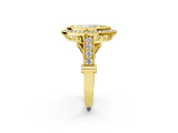 Yellow gold Fancy Yellow Marquise Cut Halo Diamond Split Shank Pave Ring_2