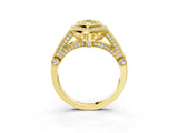Yellow gold Fancy Yellow Marquise Cut Halo Diamond Split Shank Pave Ring_3