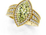 Yellow gold Fancy Yellow Marquise Cut Halo Diamond Split Shank Ring with Prong Setting_1