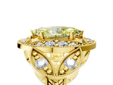 Yellow gold Fancy Yellow Marquise Cut Halo Milgrain Diamond Engagement Ring with Leaf Band and Four-Prong Setting_5