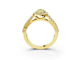 Yellow gold Fancy Yellow Marquise Cut Halo Pavé Diamond Engagement Ring with Split Shank and Four-Prong Setting_6