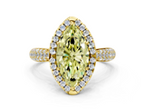 Yellow gold Fancy Yellow Marquise  Cut Halo Pave Band Four-Prong Setting Ring