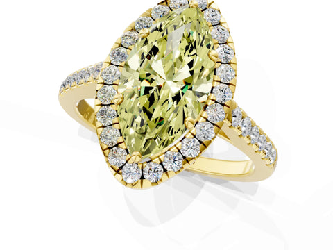 Yellow gold Fancy Yellow Marquise Cut Halo Pave Diamond Engagement Ring with Four-Prong Setting_1