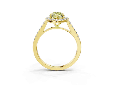 Yellow gold Fancy Yellow Marquise Cut Halo Pave Diamond Engagement Ring with Four-Prong Setting_3