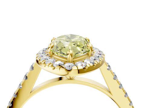 Yellow gold Fancy Yellow Marquise Cut Halo Pave Diamond Engagement Ring with Four-Prong Setting_4