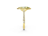 Yellow gold Fancy Yellow Marquise Cut Halo Round Diamond Pavé Band with Four-Prong Setting_5